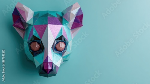 Wallpaper Mural Colorful Geometric Animal Head Sculpture in Vibrant Blue Background Torontodigital.ca