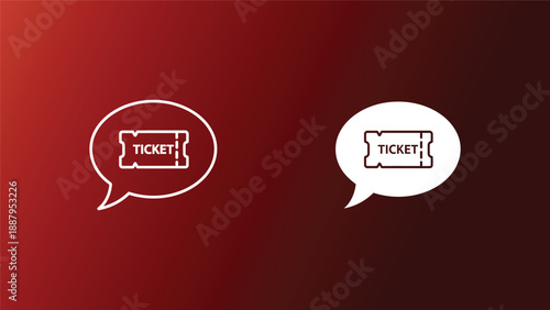 Two tickets in speech bubbles on gradient background for event or travel concept