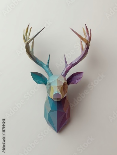 Wallpaper Mural Colorful Polygonal Deer Head Sculpture for Modern Home Decor Torontodigital.ca