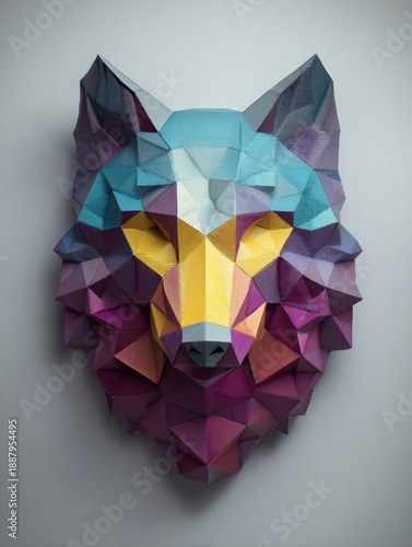 Wallpaper Mural Colorful Geometric Wolf Head Art Installation for Modern Decor Torontodigital.ca