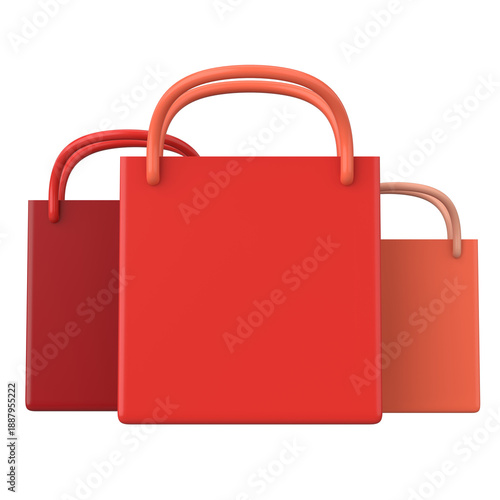 3D shopping bag. Online shopping. 3D illustration.