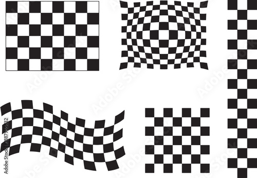 Abstract black and white checkered flag patterns collection