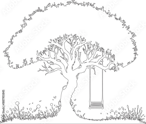 Mystical tree with hidden doorway