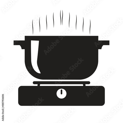 Simple and clean cooking pot icon vector design template.