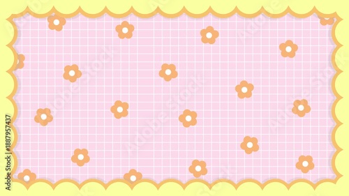 Cute and pop frame background with flowers and lace frills