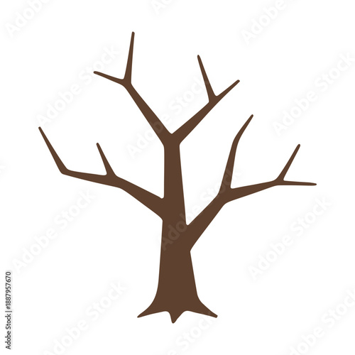 Dead dry tree with bare branches environmental drought illustration