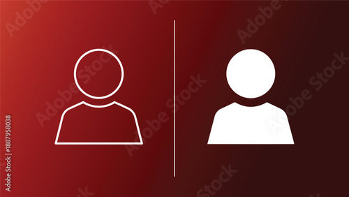 Two contrasting human profile icons on gradient background