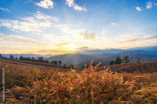 Εκτύπωση καμβά Grasslands and the high mountains of Mon Mak in Mae Chaem District, Chiang Mai Province