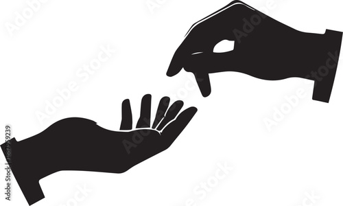 man's hands giving and receiving, a concept of charity or sharing vector illustration.