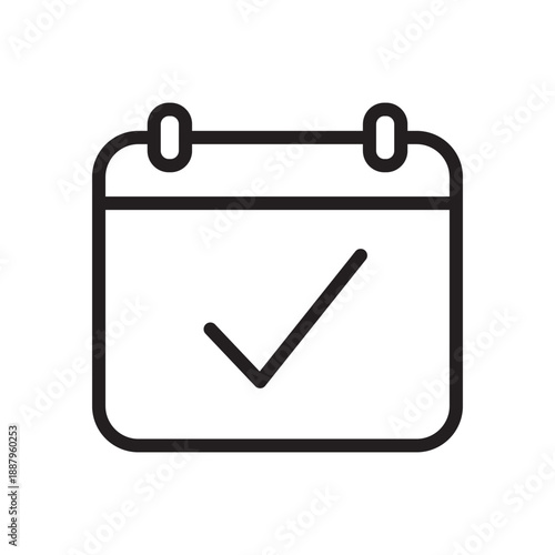 Calendar with Check Mark Outline Icon