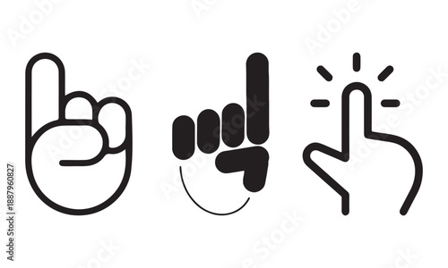 Hand Gesture and Click Action Icon Set for User Interface and App Interaction
