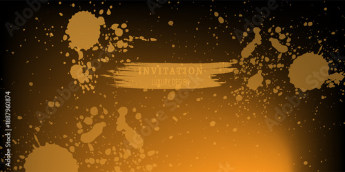 Black invitation card with abstract digital gold pattern. Premium golden vector for formal invite, Gift card, luxury voucher, lux business banner, prestigious gift certificate