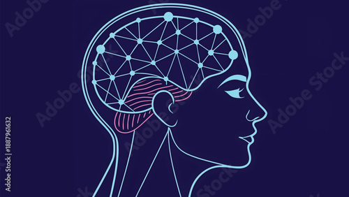 Stylized Human Brain with Neural Network Connections.eps