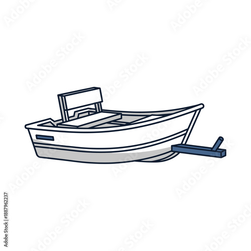 Small Fishing Boat Vector Illustration. Simple recreational rowboat icon or dinghy cartoon doodle isolated on white background.