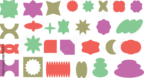 geometric shapes featuring vibrant colors and unique organic forms