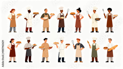 diverse chefs with baked goods