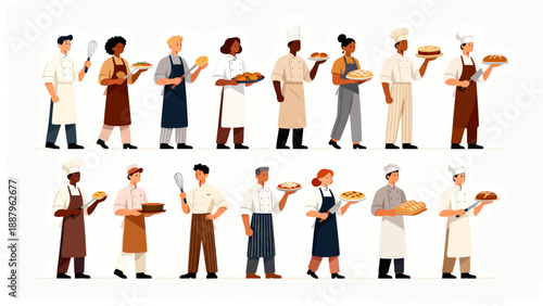 diverse chefs with baked goods
