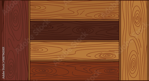 Wooden Planks Background with Varying Shades of Brown and Wood Grain Texture