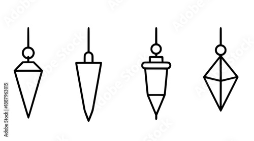 Plumb bob illustration icon in outline version, for coloring