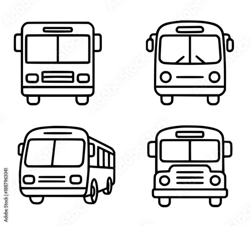 Bus illustration icon in outline version, for coloring