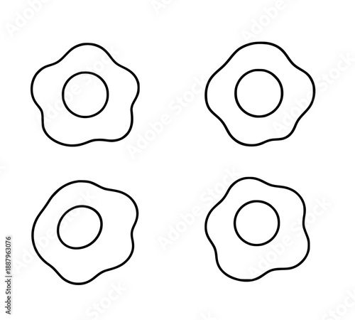 Fried egg illustration icon in outline version, for coloring