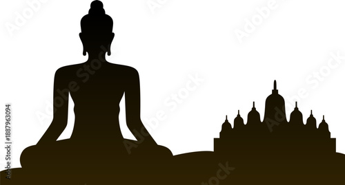 Buddha silhouette vector. Vector element for Vesak day. EPS 10