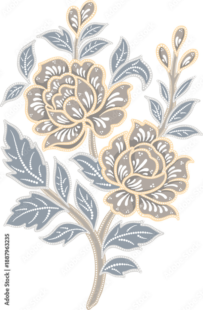 Fototapeta premium Traditional Indonesian Batik Floral Motif