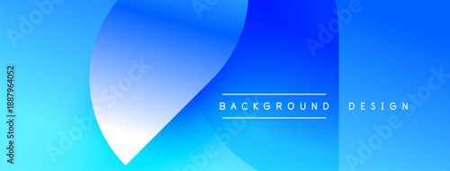 Abstract blue gradient background. Overlapping shapes create dynamic visual effect. Text reads background design. Simple, modern aesthetic.