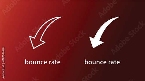 Decreasing bounce rate concept with arrows on gradient background illustrating website traffic and engagement metrics