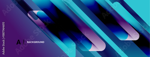 Abstract gradients create dynamic lines. Blue, purple hues blend, forming modern background. Minimalist design suggests technology, innovation.