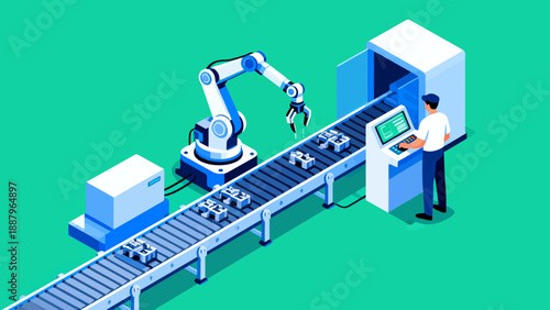Industrial robot on assembly line