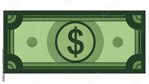 Green dollar bill illustration isolated on transparent background