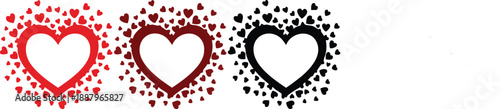 Heart icons with paint splatter effect set illustration