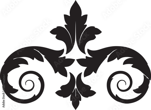 Black fleur de lis with scrolls decorative ornate