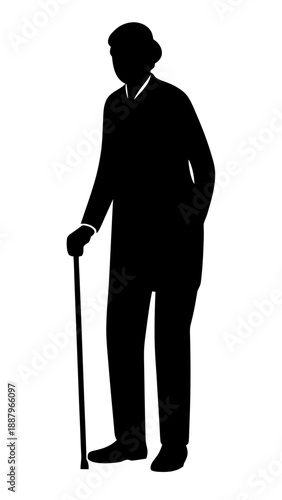 elderly standing rest silhouette icon