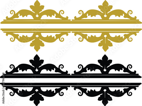 Gold and black ornate border on white background