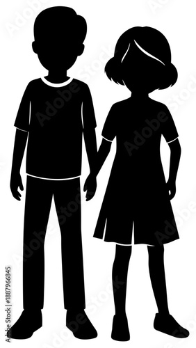 siblings standing silhouette icon