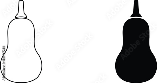 Outline and solid black icon of a traditional medical enema bulb or syringe