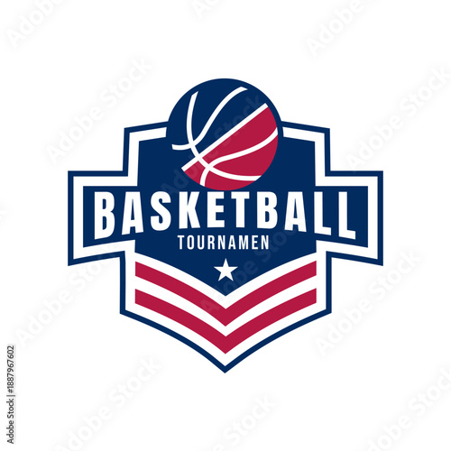 Military Style Basketball Shield with Star and Stripes