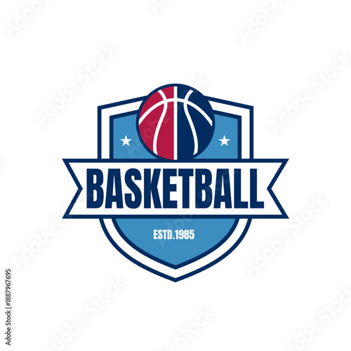 Vintage Basketball Shield Logo