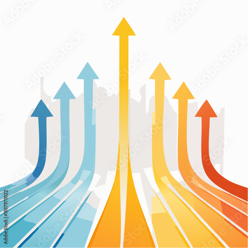 Arrow up business growth arrow, concept in arrow graph chart showing marketing sales profit