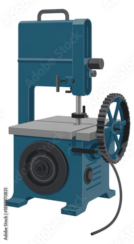 Blue band saw machine isolated on a transparent background