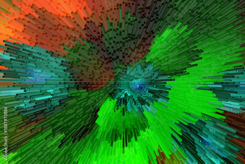 Fotografie Colorful abstract illustration with a swirling vortex formed by sharp elongated elements