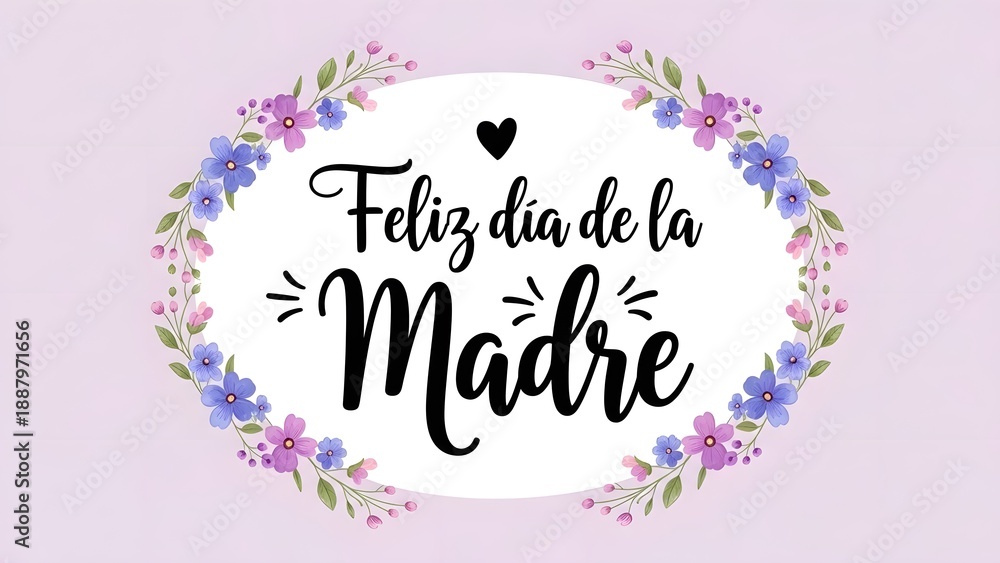Obraz premium Happy mother's day greeting card with floral wreath