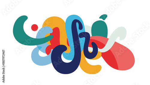 Colorful Abstract Lettering and Shapes Design.