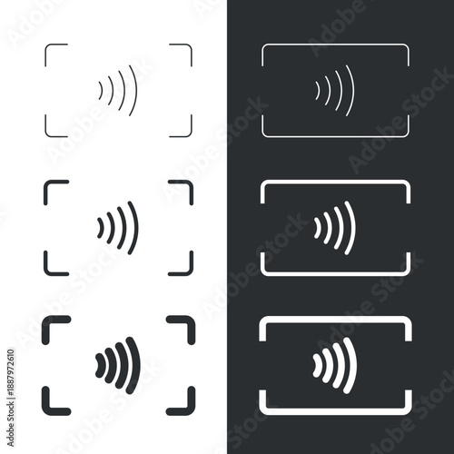 Contactless payment icon (NFC). Symbol of purchase or store, cash register or bank card. Cashless payment.