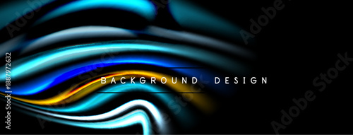 Abstract fluid shapes, vibrant colors, dark background. Modern design element, flowing lines create dynamic visual impact.