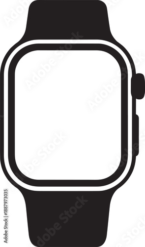 Black smartwatch flat silhouette illustration
