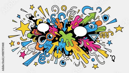 Colorful Comic Speech Bubbles and Symbols.