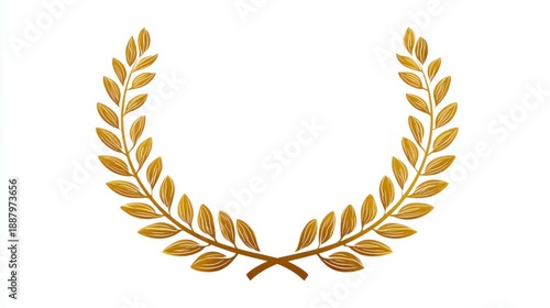 Golden laurel wreath symbolizing achievement, victory, and honor on a clean white background